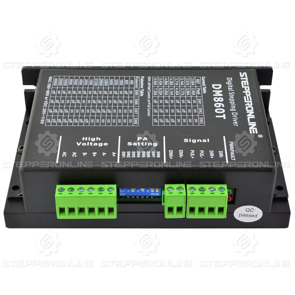 STEPPERONLINE Nema 34 Stepper Motor Driver 2.4-7.2A 18-80VAC or 36-110VDC DM860T