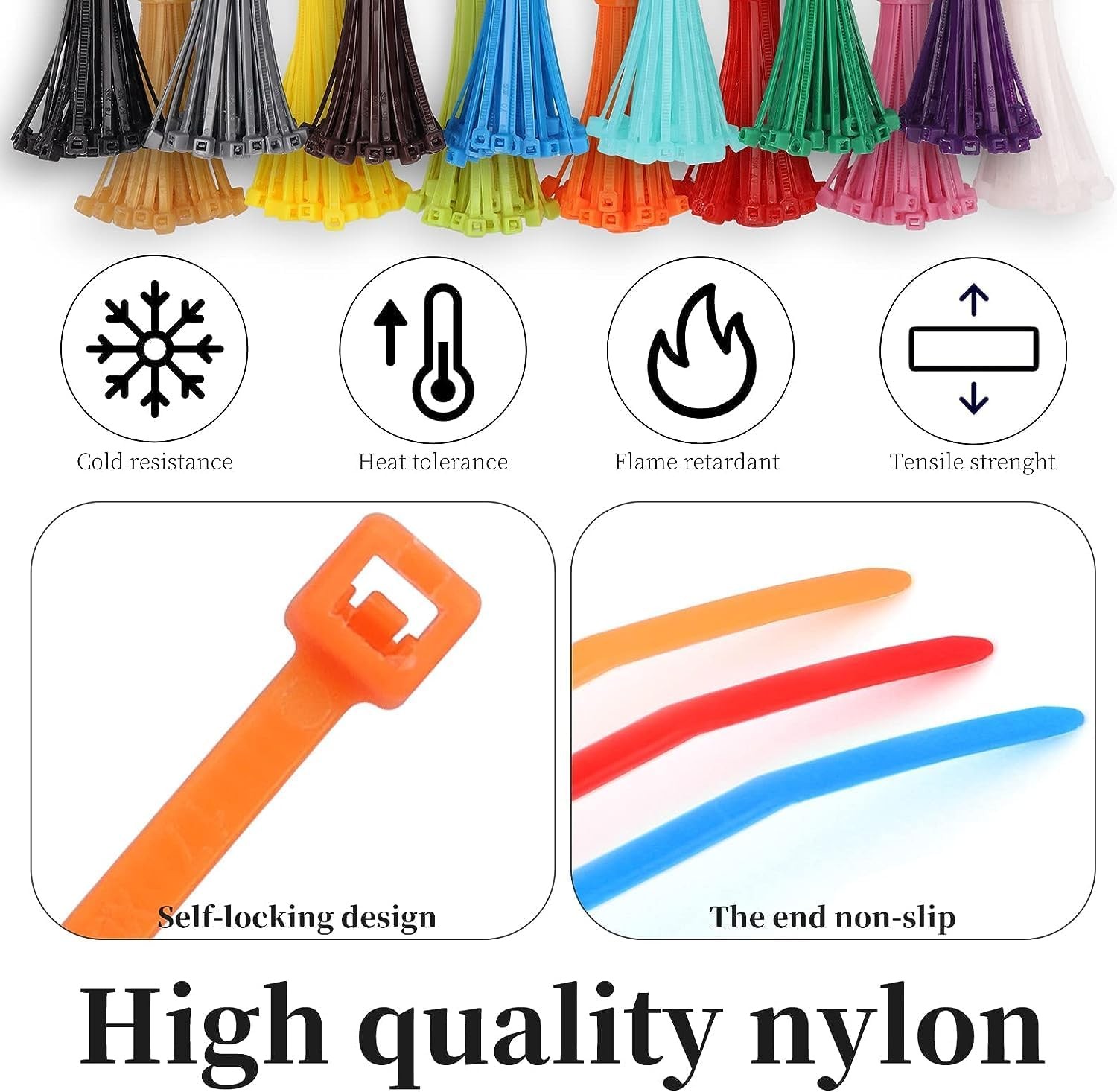 1200 Assorted Colored Zip Ties – 4 Inch Self-Locking Nylon for Home & Garden