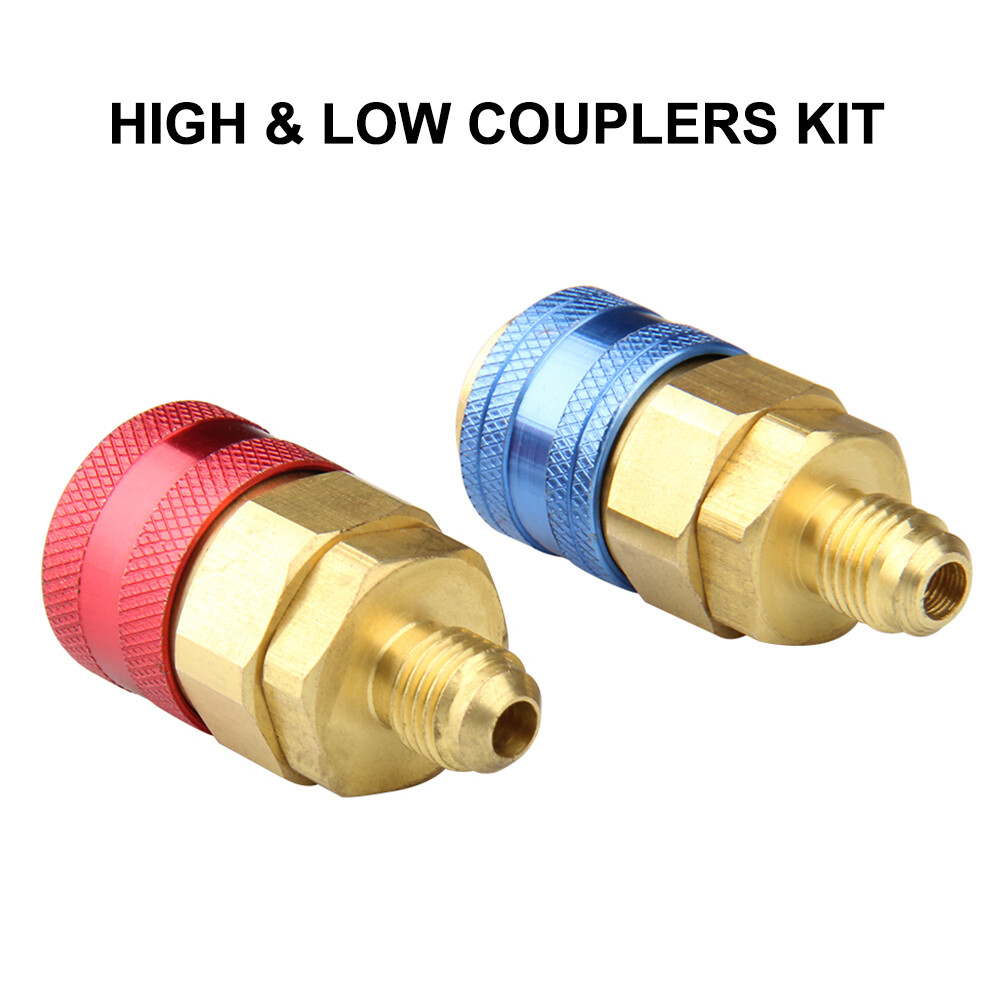 2X NEW Quick Connector Adapter Coupler Auto AC Manifold Gauge Low & High HVAC US