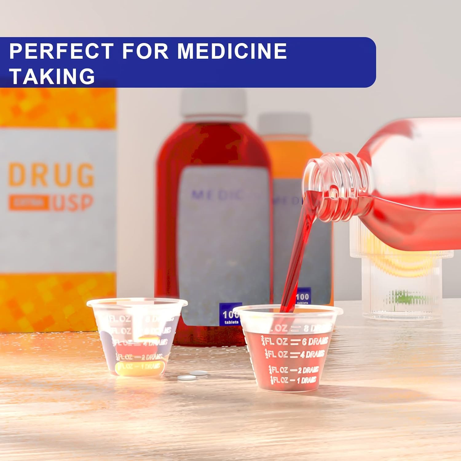 100 Pack 1oz Plastic Medicine Measuring Cups 30ml Bulk