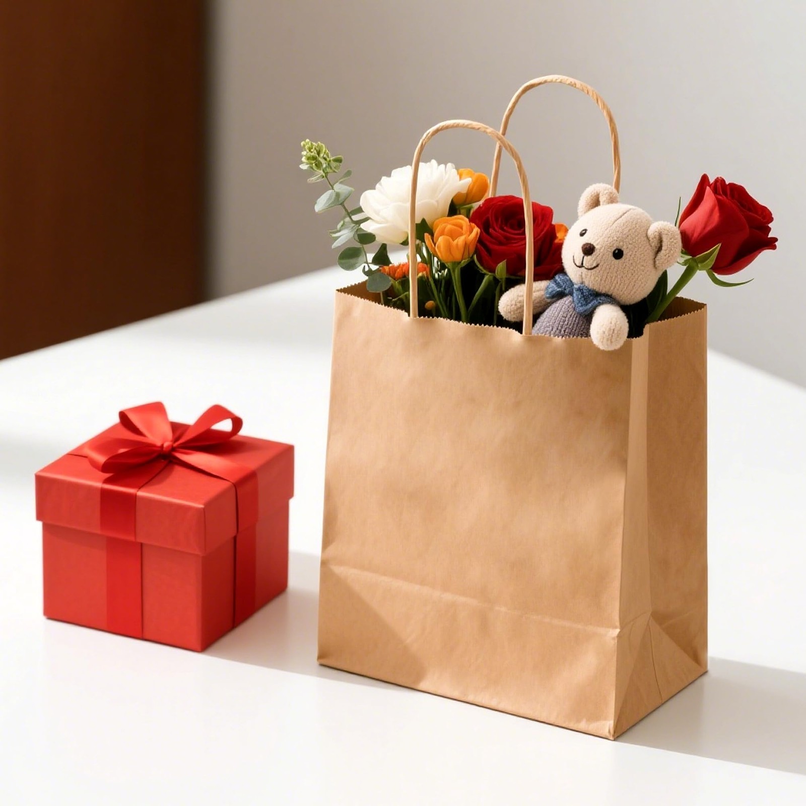 METAPRINT Brown Paper Gift Bags with Handles in 1 count (Pack of 100),