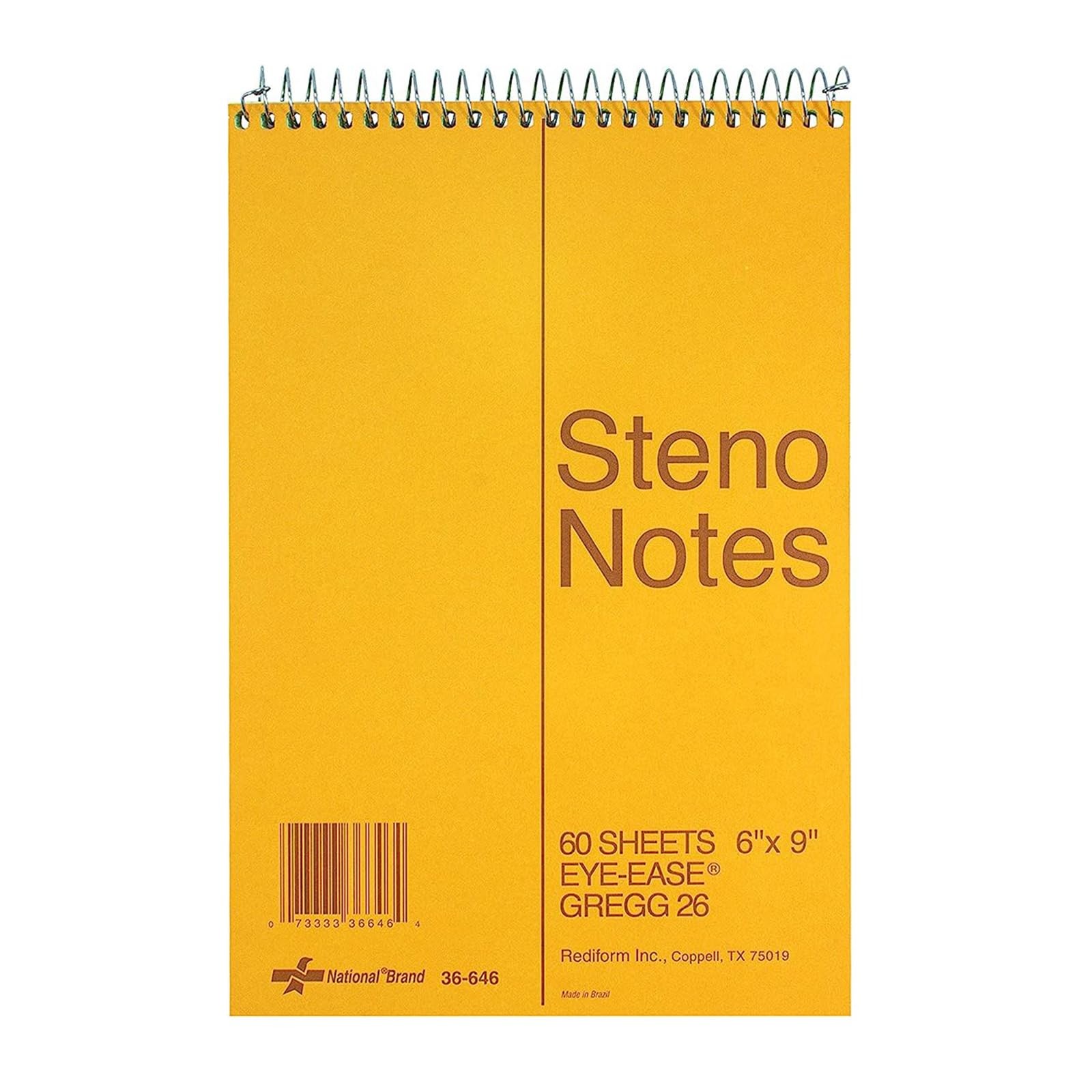 Brown Steno Notebook 6×9 Inches 60 Sheets Green Eye Ease Paper Top Bound
