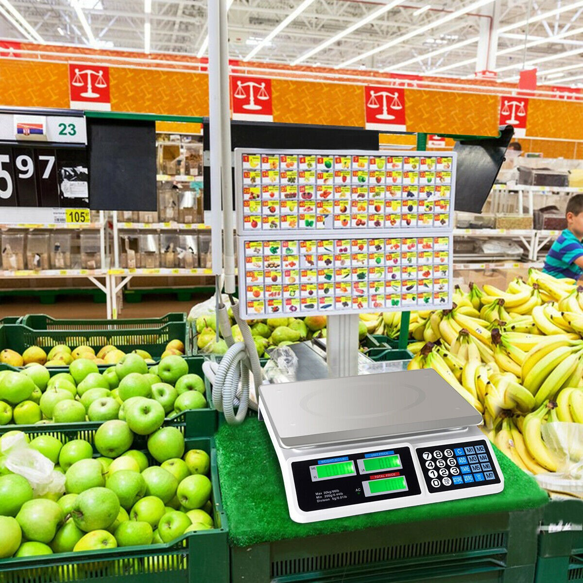 66 lbs Digital Commercial Price Scale Food Fruit Electronic Counting LCD Display