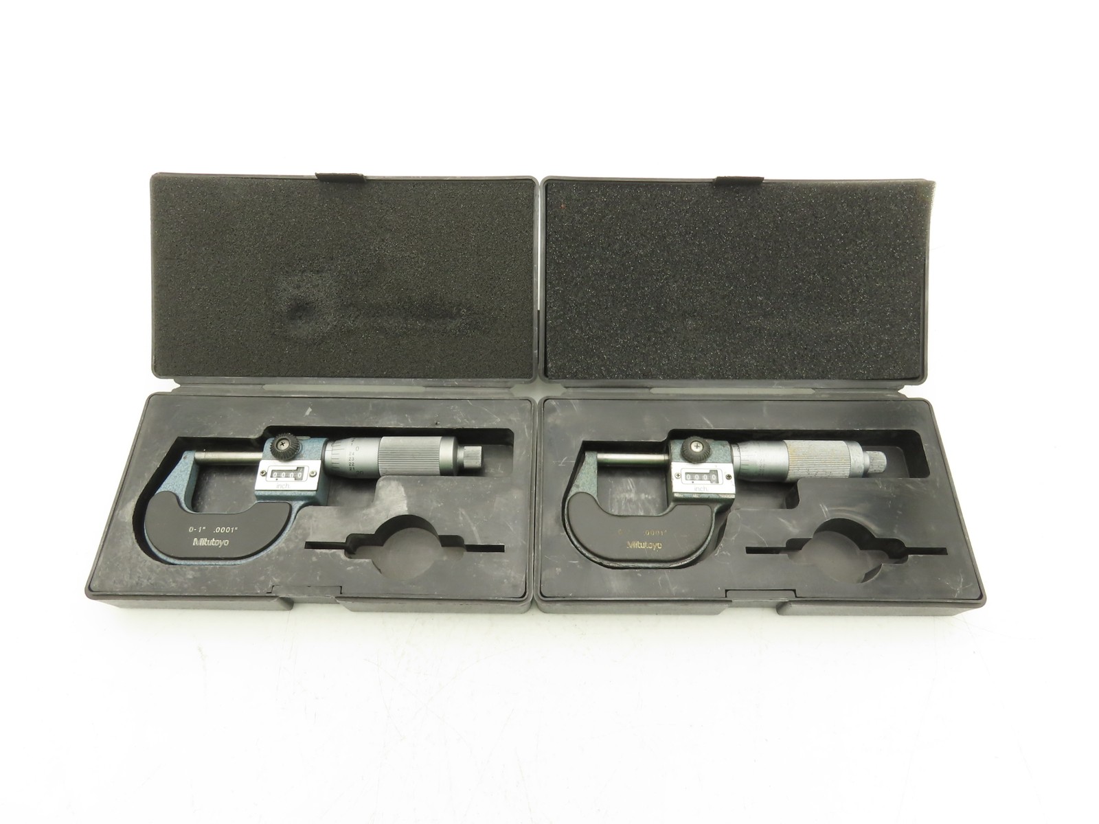 Mitutoyo 193-211 Mechanical Digit Counter Micrometer 0-1″ Range Blue LOT OF 2