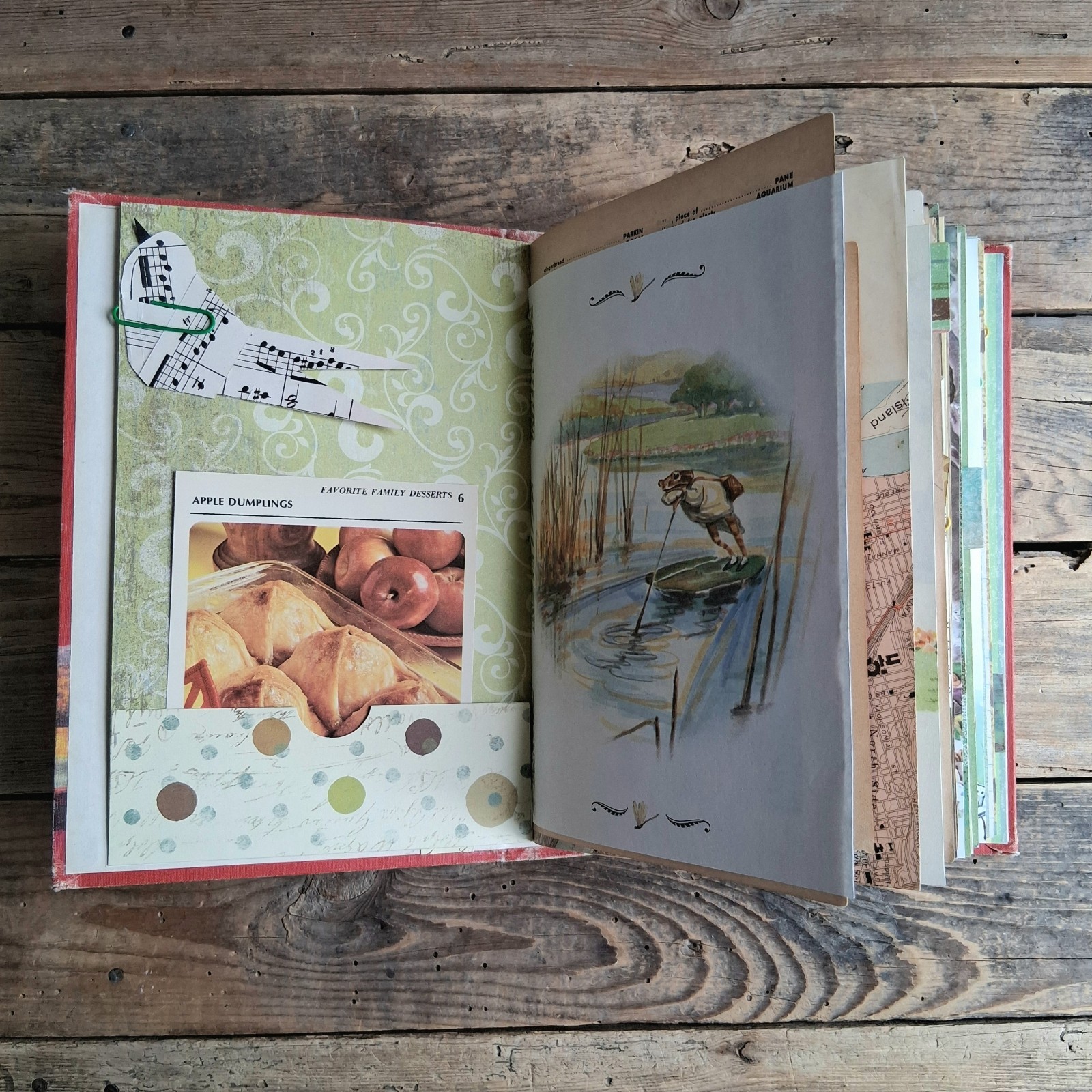 Handmade Junk Journal Vintage Textbook Cover Roads To Everywhere Blank Diary
