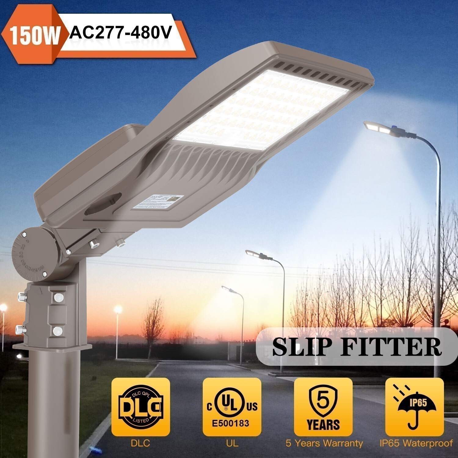 480V 150W LED Parking Lot Light Commercial Outdoor IP65 Shoebox Street Pole Lamp