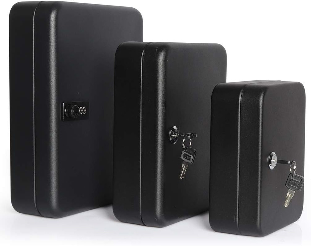 Wall Mount Key Storage Box with Code, Locking Key Cabinet Security, 48 Key Hooks