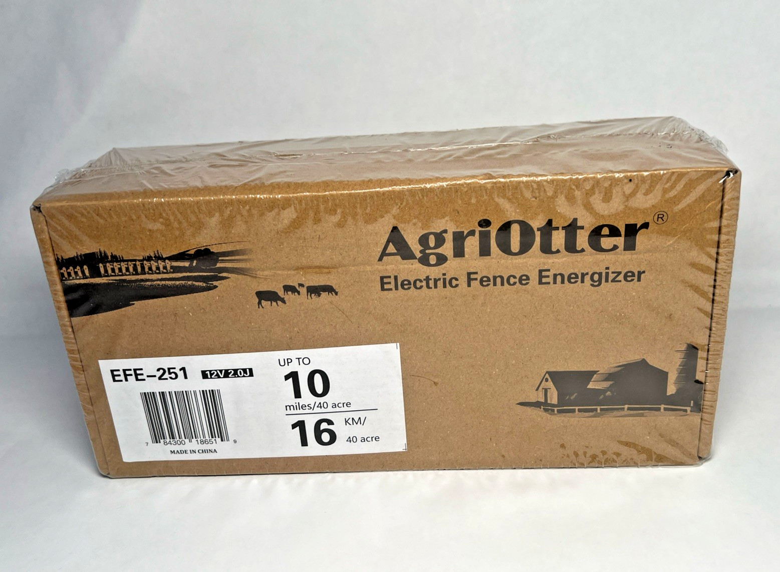 AgriOtter Electric Fence Energizer 40 Acre 10 miles 2 in 1 Powered by Battery/AC