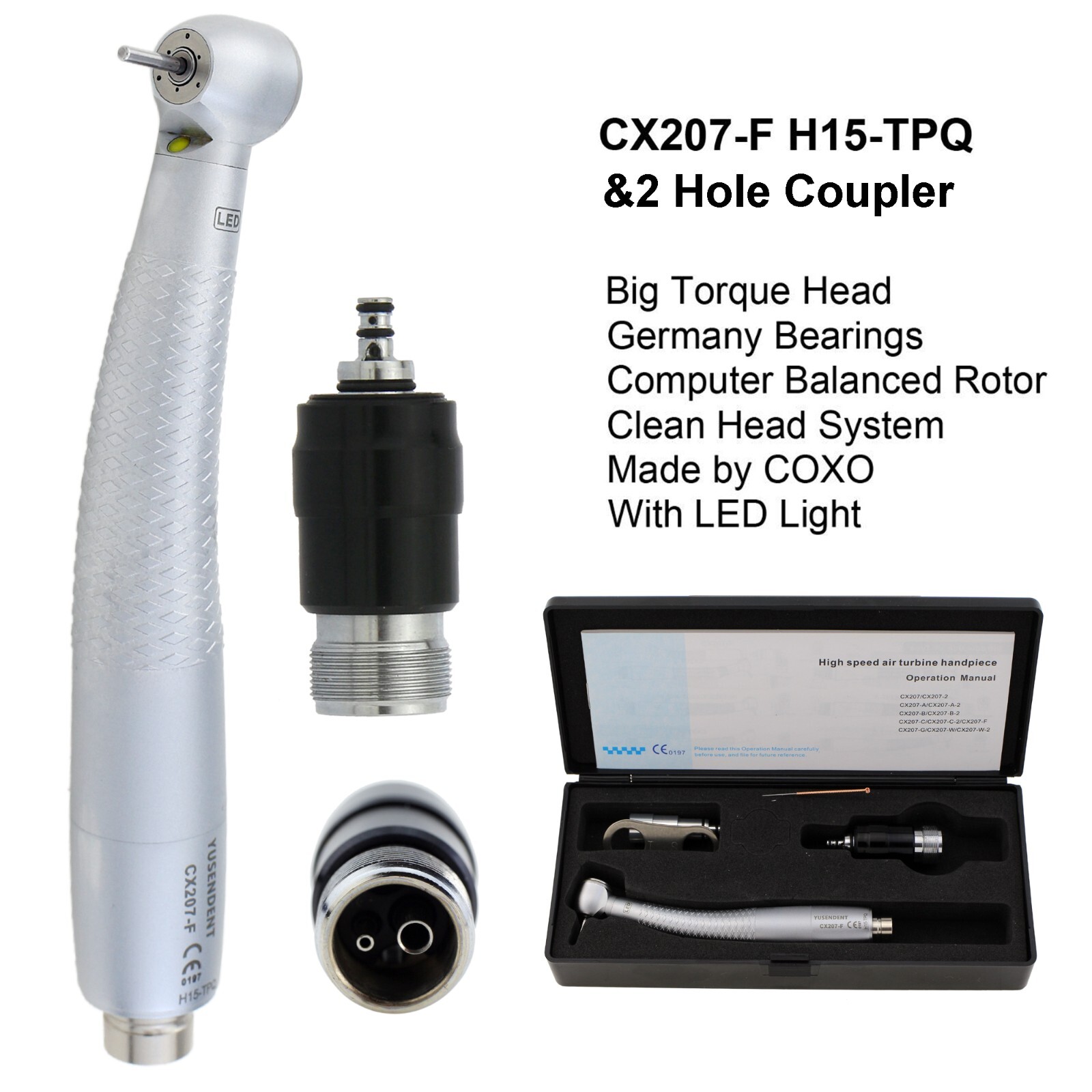 COXO Dental E Generator LED Handpiece High Speed Self Power Turbine 2/4 Hole NSK