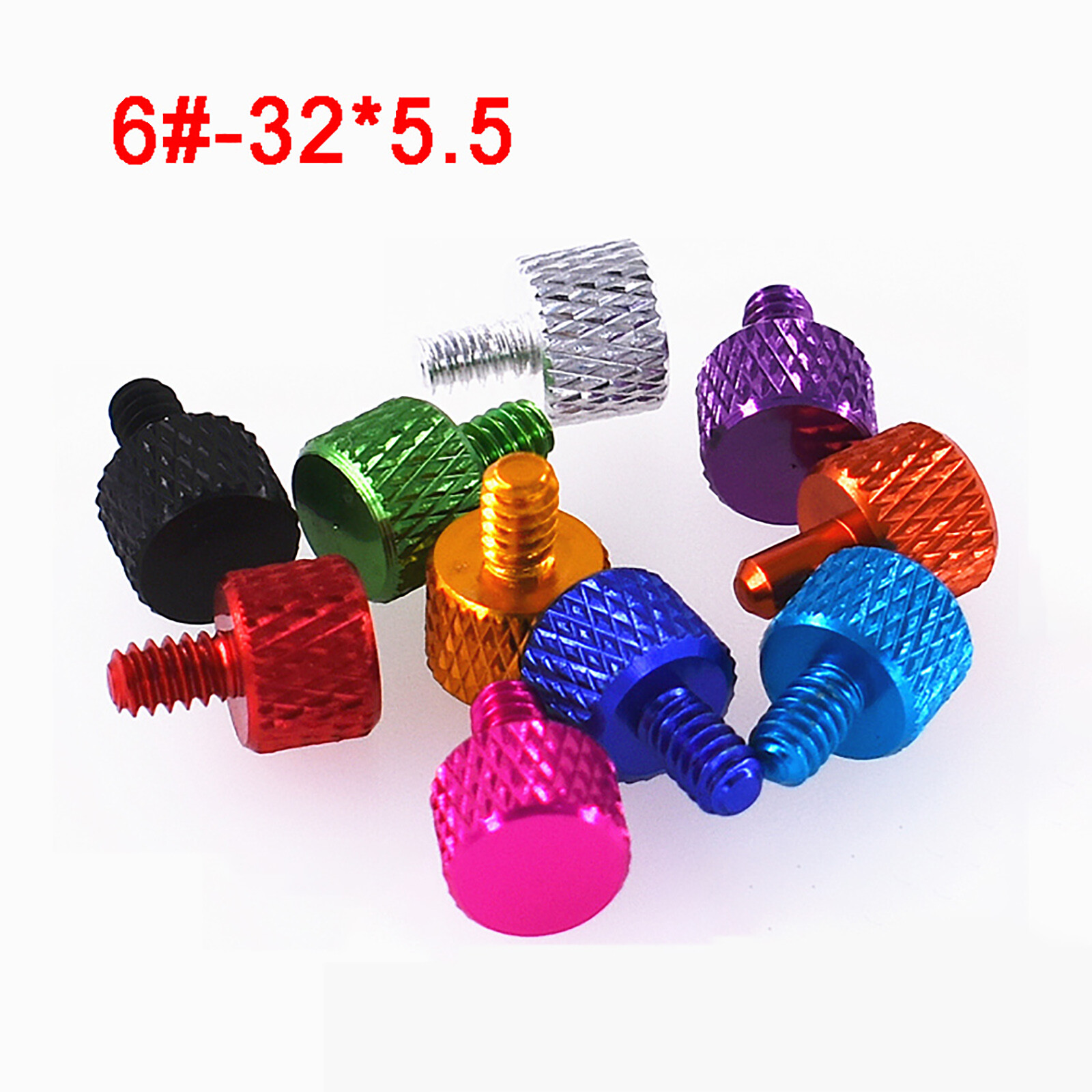 UNC 6#-32*5.5 Aluminium Anodised Knurled Thumb Screws Flat Head Hand Grip Bolts