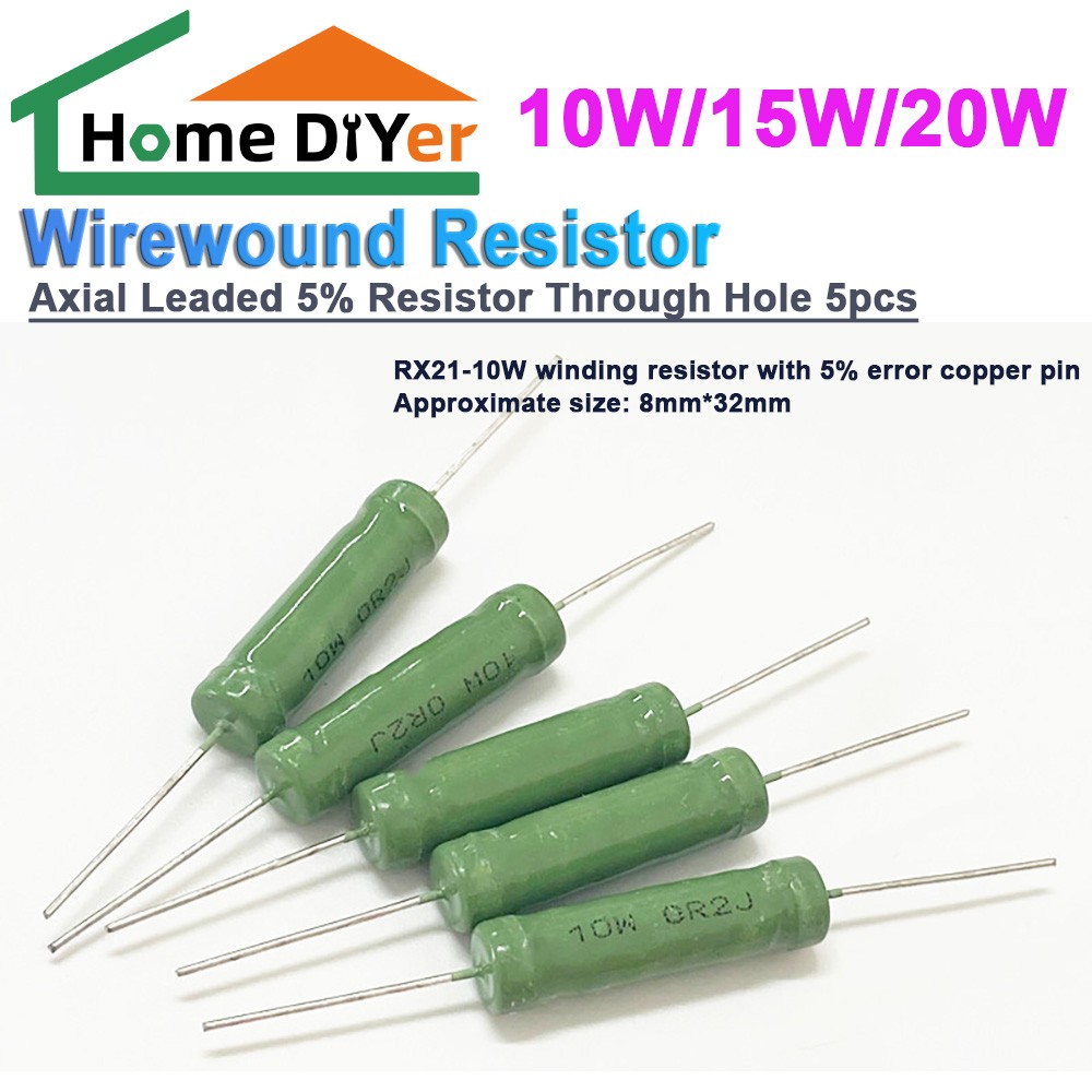 10W/15W/20W Wirewound Resistors Axial Leaded 5% Resistor Through Hole 5pcs