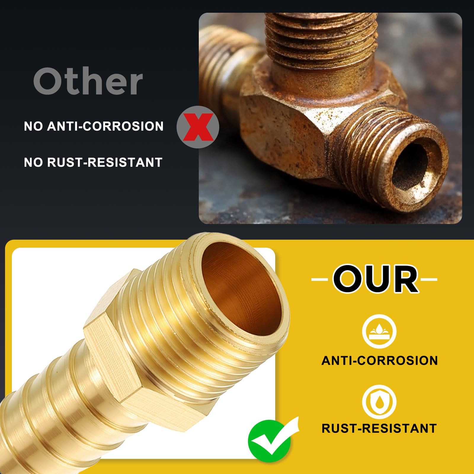 METALLIXITY 2pcs Brass Hose Barbs to NPT 3/8″ Barb To 1/4″ Male,