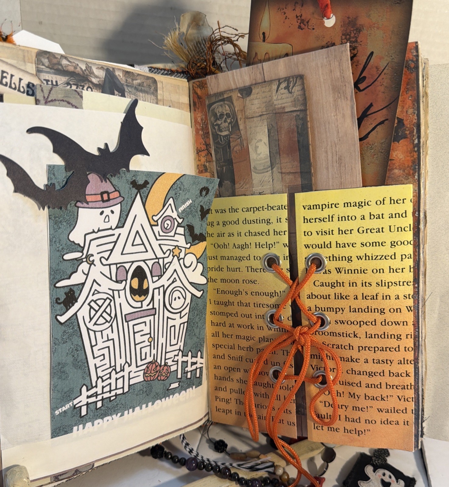 Junk Journal Halloween Spellbound Scary Tales Handmade Memory Note Book 74 Pages