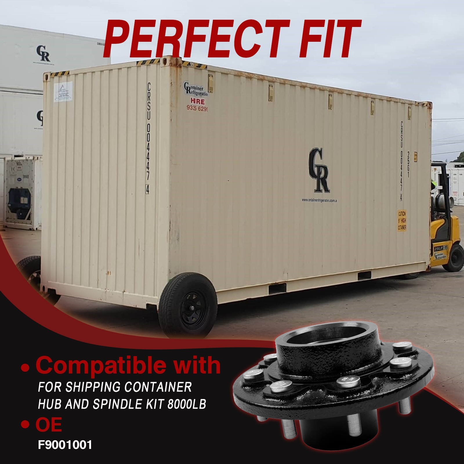 8 x 6.5 Lug Bolt On Wheels Fit For shipping Container Hub and Spindle Kit 8000LB