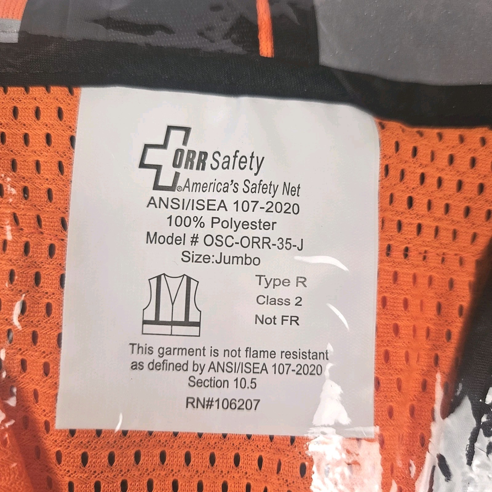 Lot 3 ORR Safety ANSI Class 2 Type R Hi Vis Orange Mesh Safety Vest Big & Tall