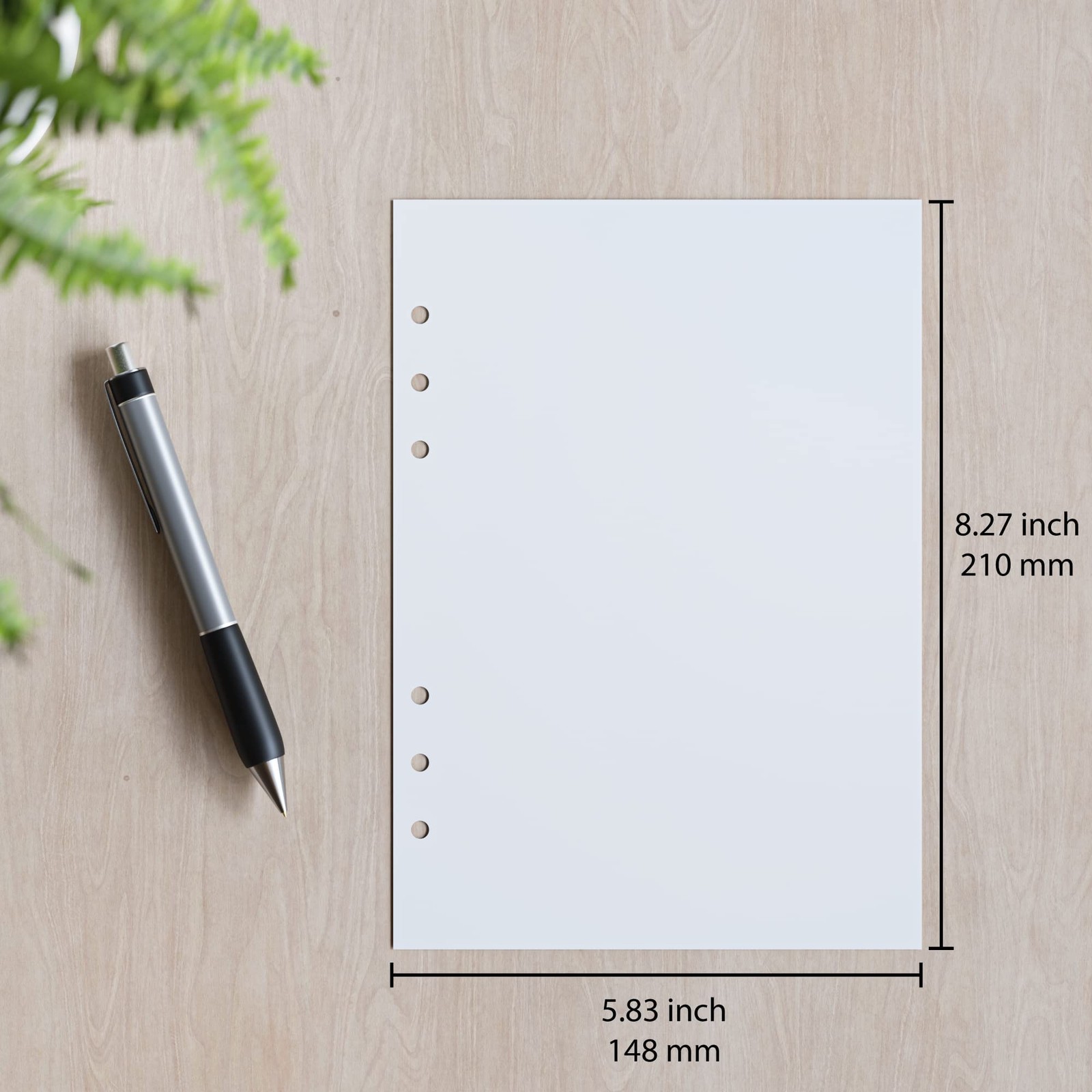 A5 Blank Paper 6-Hole Punched 500 Sheets 100 GSM 148x210mm 5.83×8.27 Inch