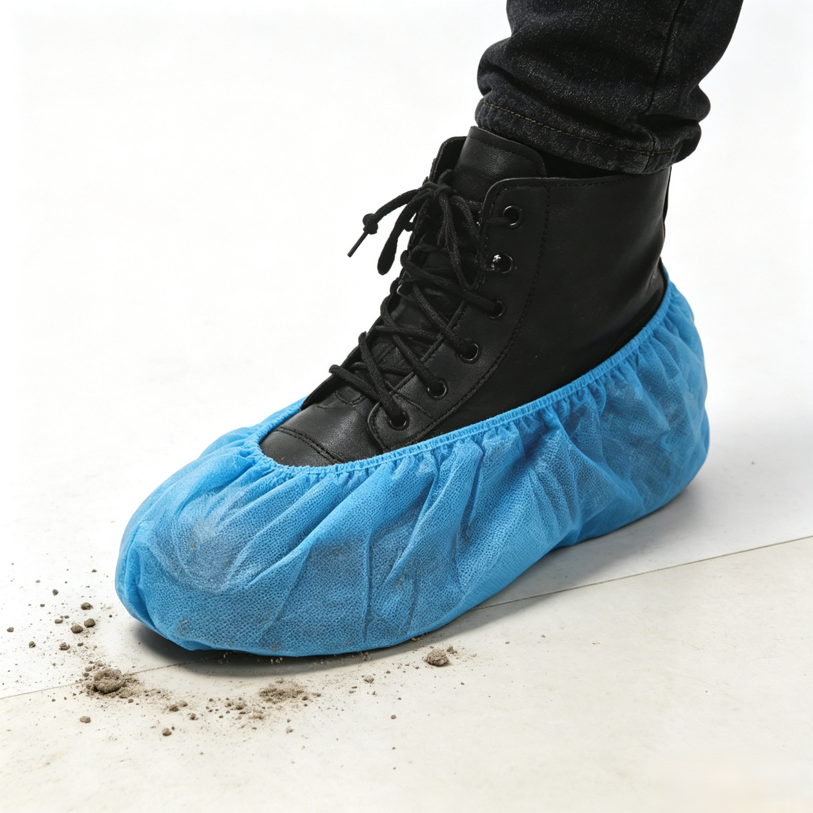 Disposable Non-Slip Shoe Covers 100Pcs Blue XL Non-Woven Waterproof Dustproof