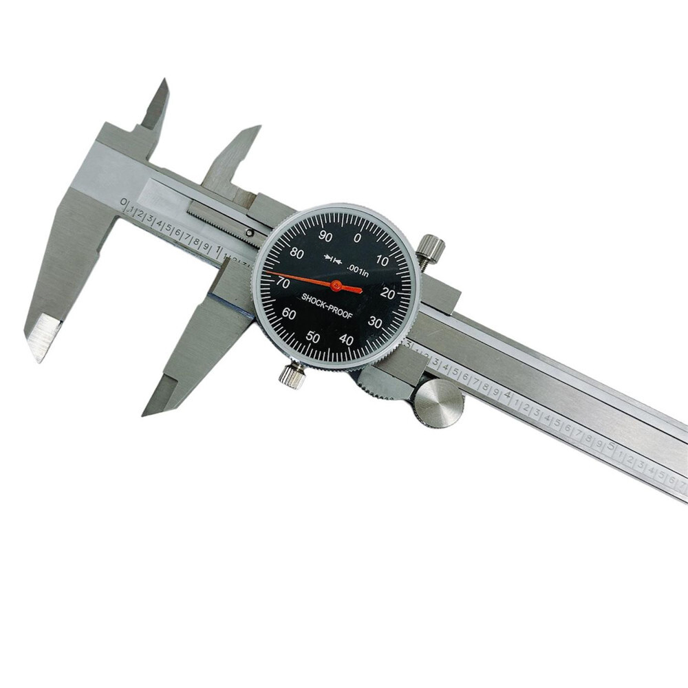 Black Face 0-6″ stainless Steel Dial Caliper Shock Proof 0.001″ Graduation