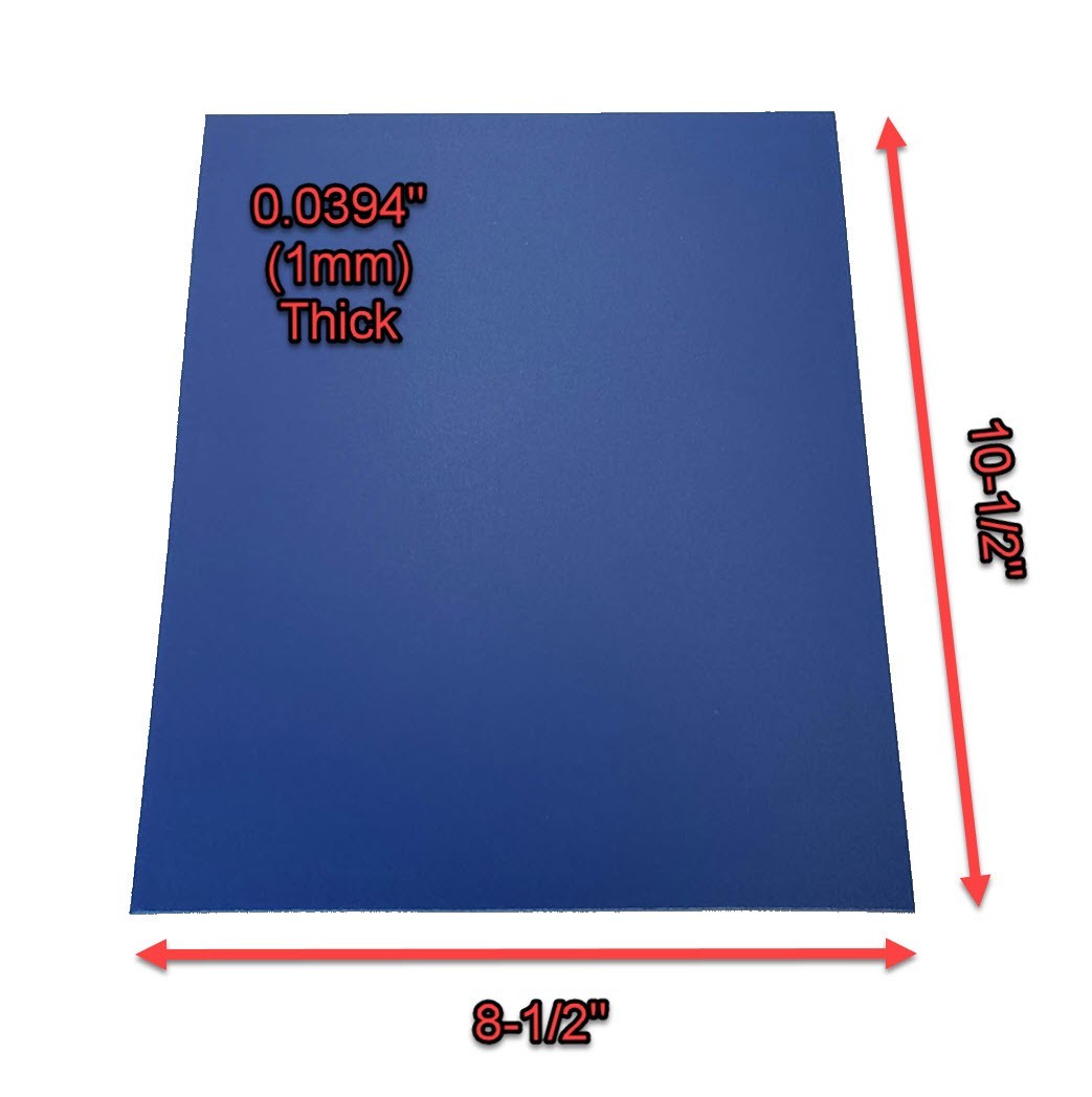 Blue ABS Plastic Sheet 0.0394″ (1mm) x 8-1/2″ x 10-1/2″, Qty 4