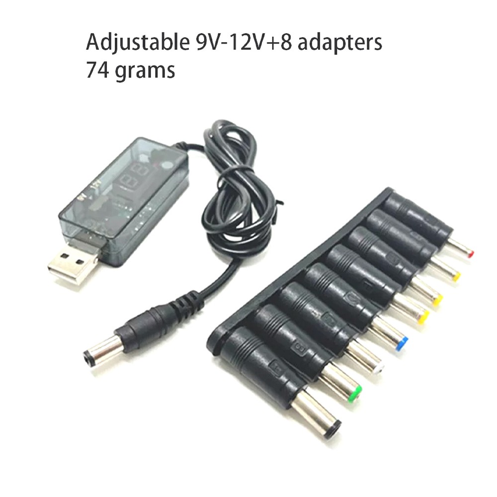 USB 5V to DC 9V 12V Step UP Converter Module Power Boost Adapter Cable + 8 Plug
