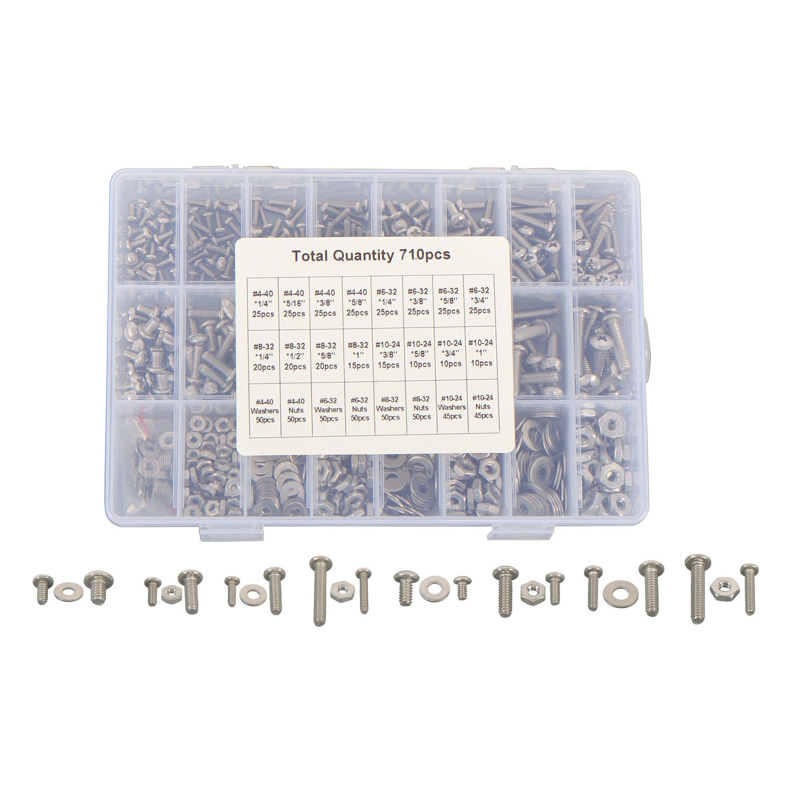 710pieces Machine Screw Assortment Assorted Nuts Bolts and Flat Washers Kit