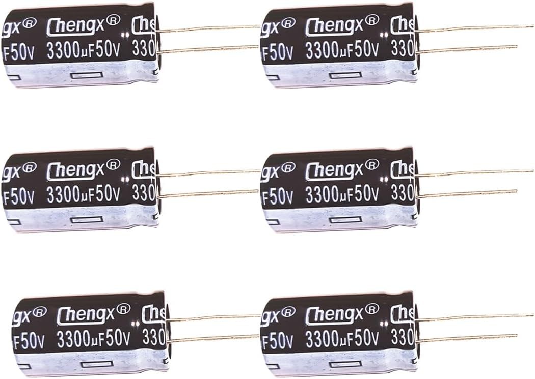 3300uF 50V 18x36mm +/-20 105°C 6-Pack Aluminum Electrolytic Capacitors, 3300 MFD