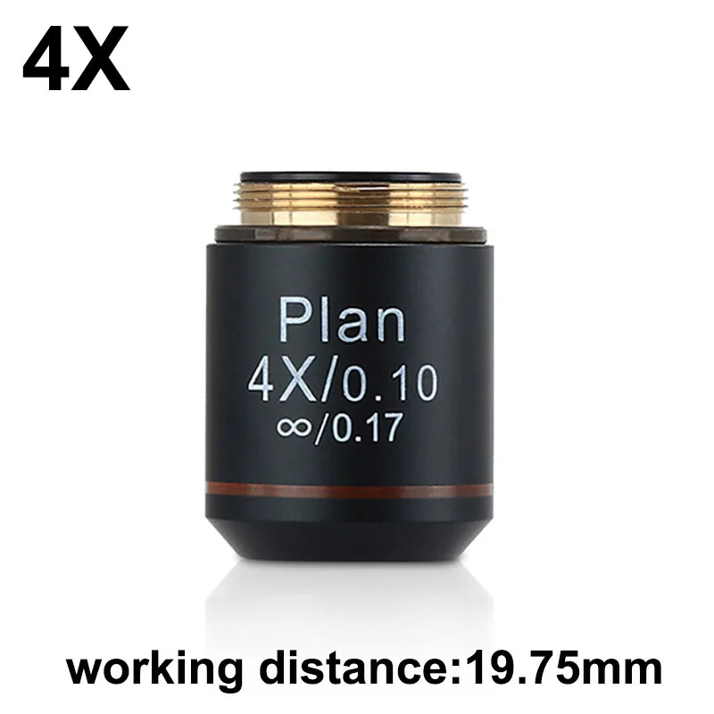 4X 10X 40X 100X 195 Infinity Plan Objective Lens Microscope Objective RMS 20.2mm
