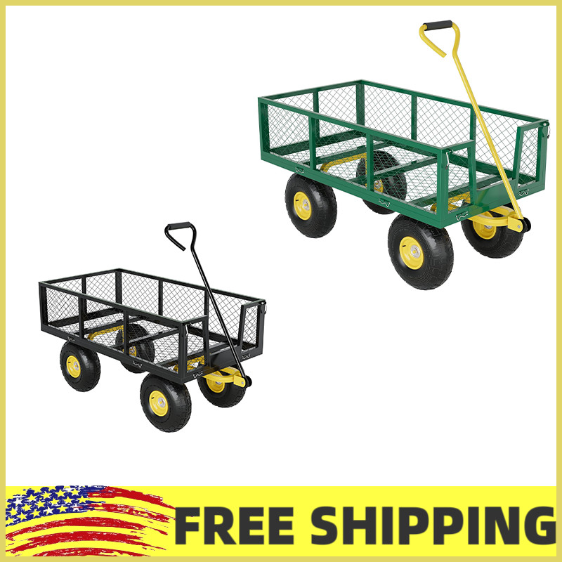 7 Sizes Heavy Duty Garden Cart,Utility Garden Trailer W/Removable Sides,Lawn Mow