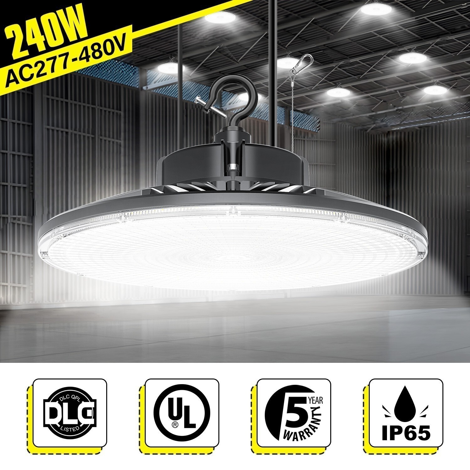 480V 240W UFO LED High Bay Light Industrial Commercial Warehouse Ceiling Lights