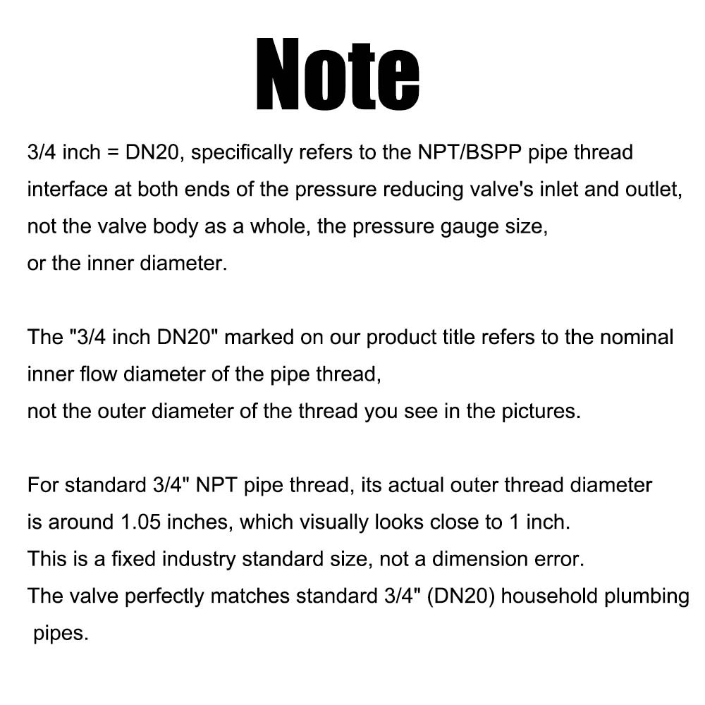 DN20 Water Pressure Regulator NPT 3/4″ inch Adjustable Brass Reducer w/ Gauge