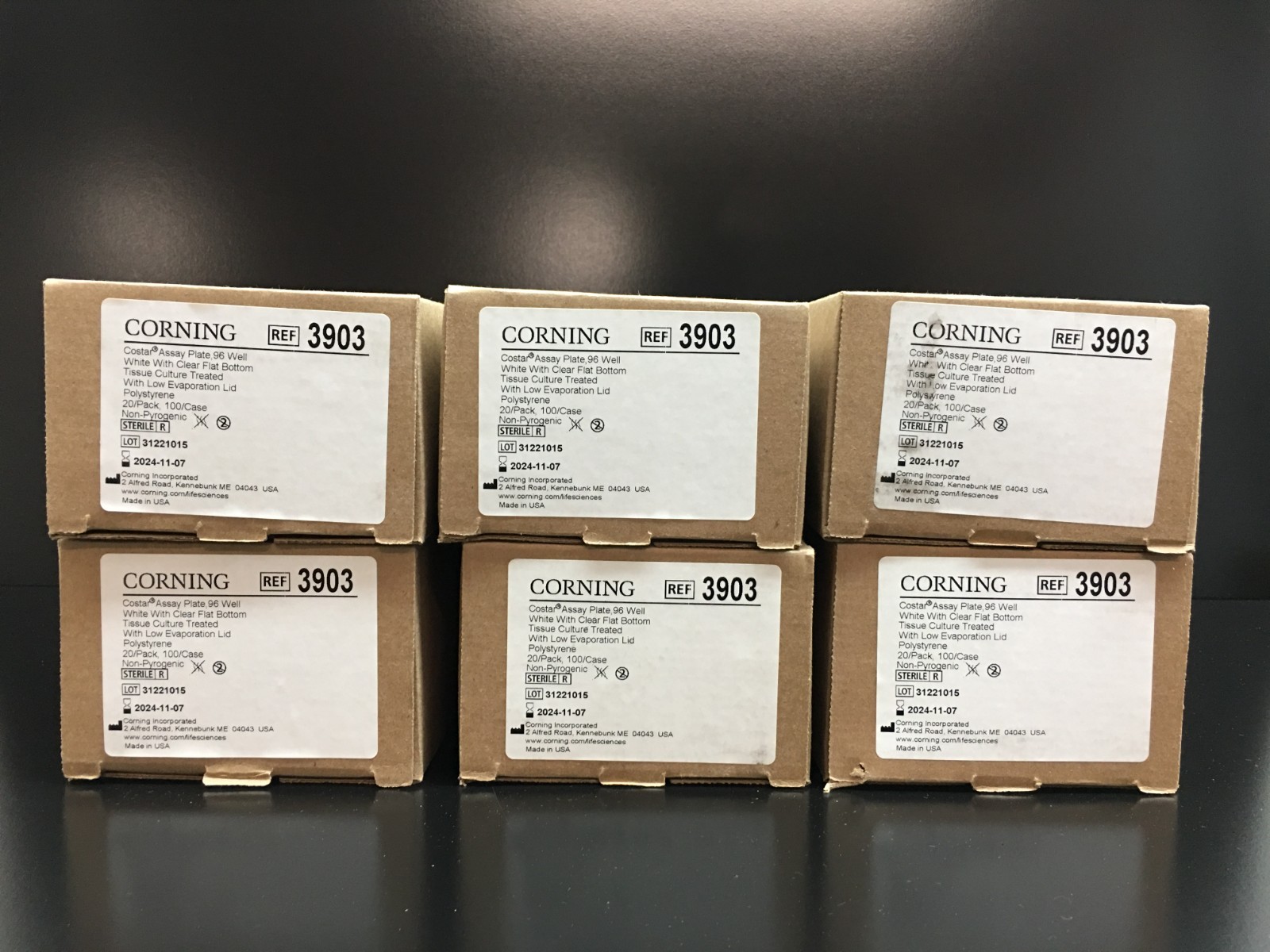 Corning REF 3903 96 Well Flat Clear Bottom White TC Treated MTP Lot 6 PKS