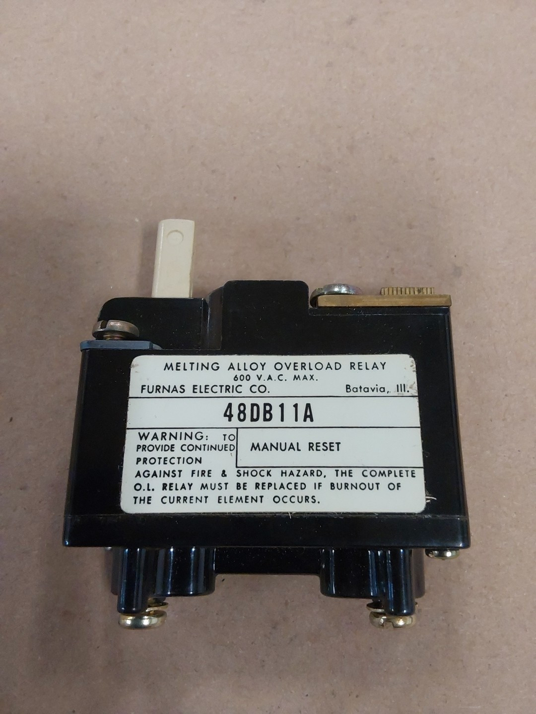 FURNAS THERMAL OVERLOAD RELAY FOR SIZES 00,0,1 48DB11A