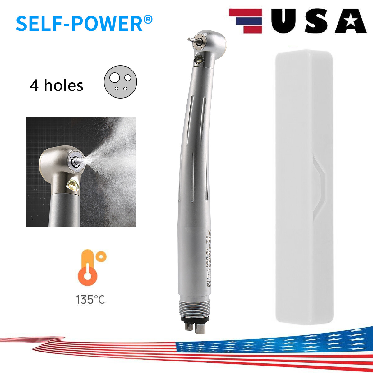 NSK Style Dental Fiber Optic High Speed Turbine Handpiece LED E-generator 4Hole