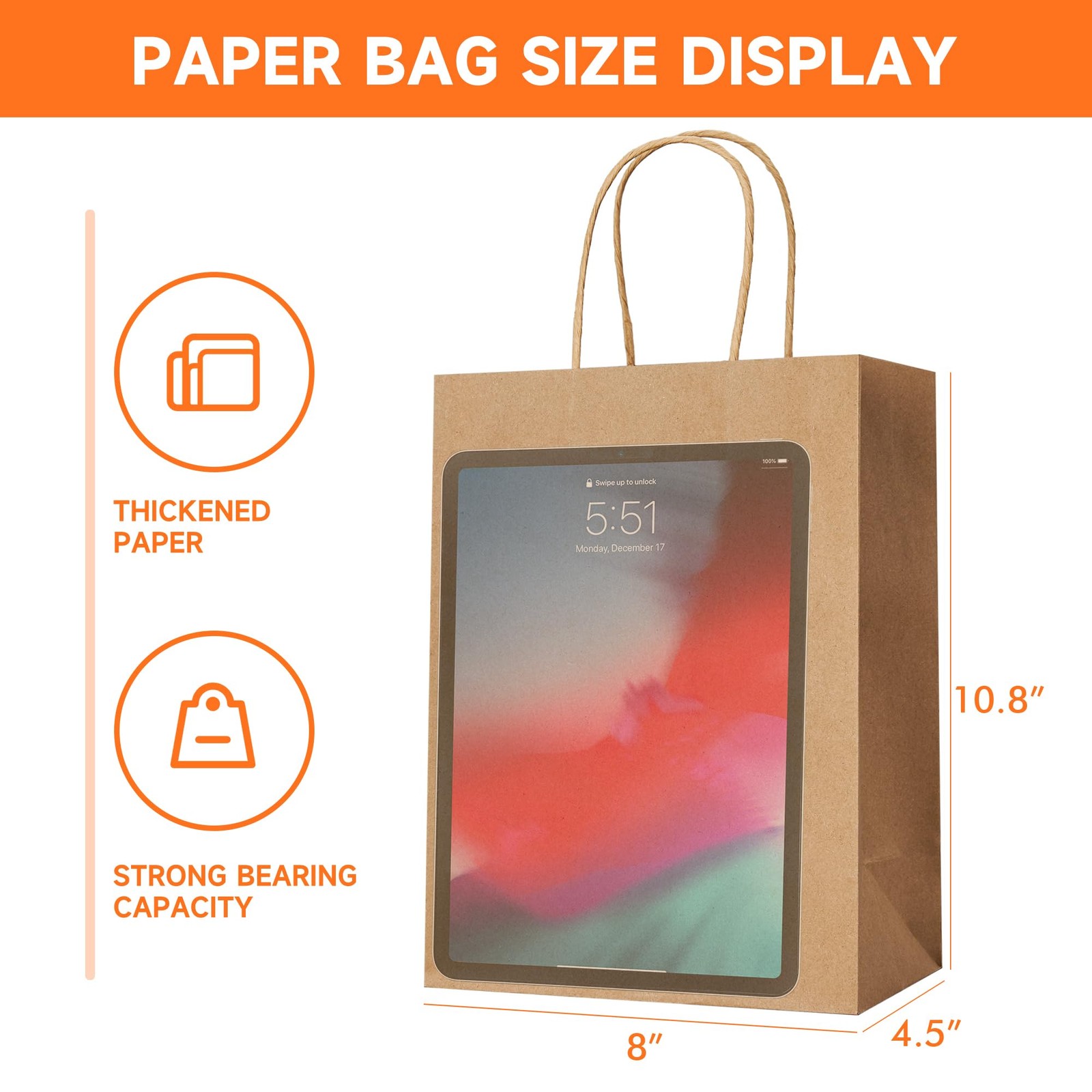 METAPRINT Brown Paper Gift Bags with Handles in 1 count (Pack of 100),