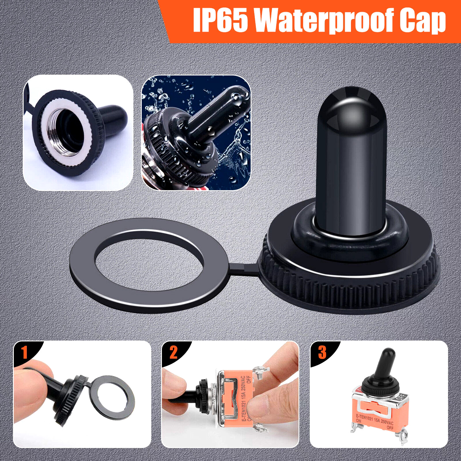 10x Waterproof Heavy Duty Toggle Switch ON/OFF 2 Terminal Car Boat SPST 15A 250V