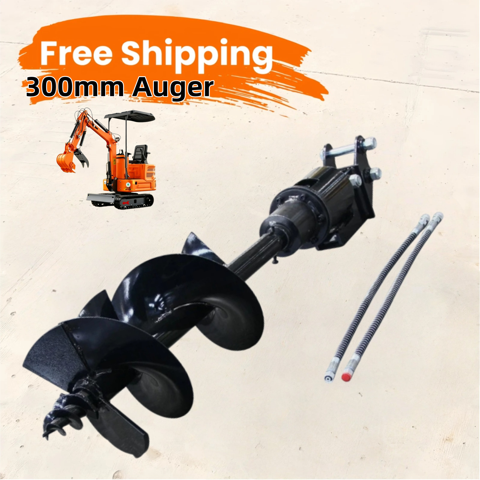 Upgraded 300mm Auger Attachment For 1-1.5 Ton Mini Excavator Digger Free ship