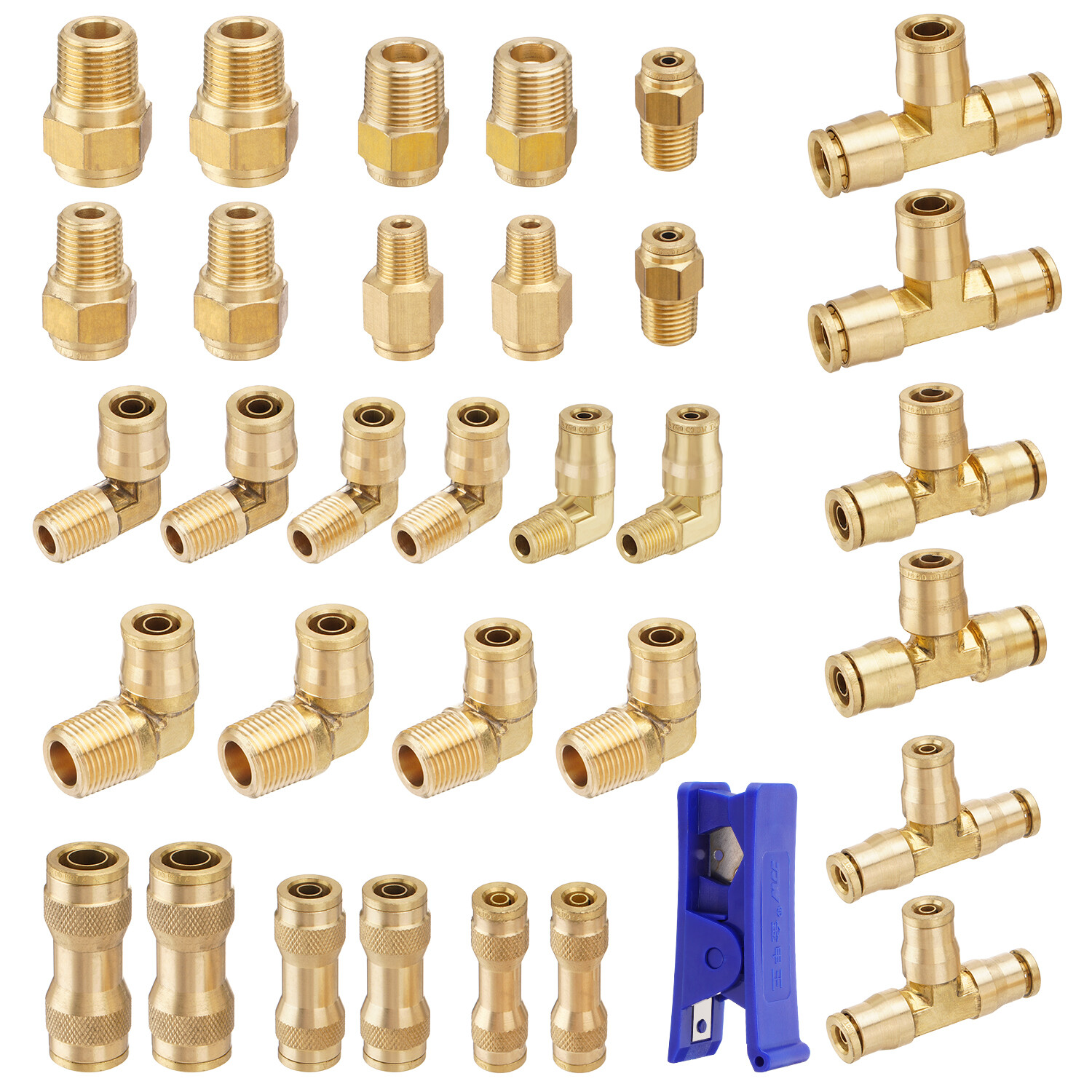 33 DOT Air Brake Line Fittings 1/4″ 3/8″ 1/2″ Push to Connect Fitting Assortment