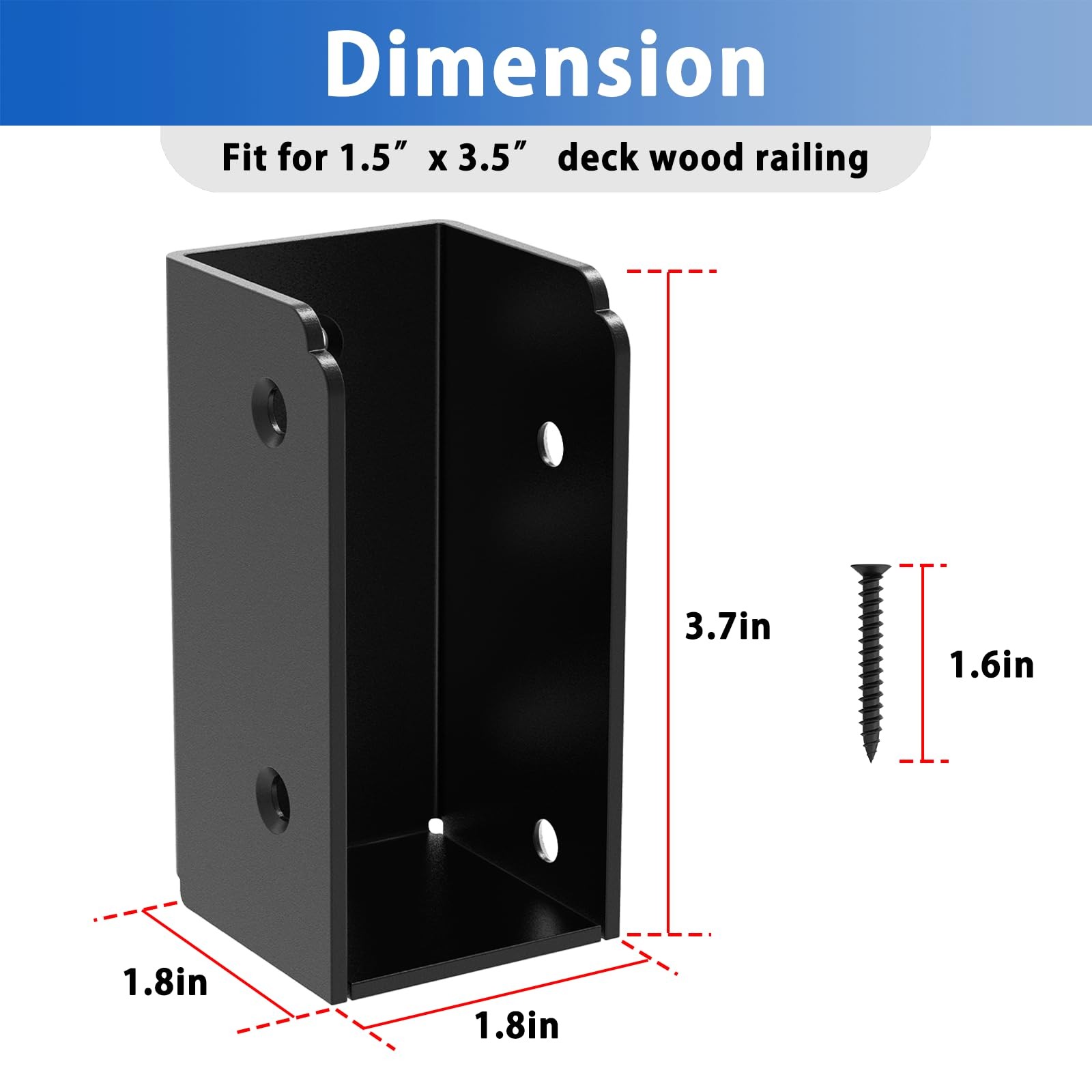 2×4 Deck Railing Brackets 4PCS Stainless Steel Fence Rail Connectors