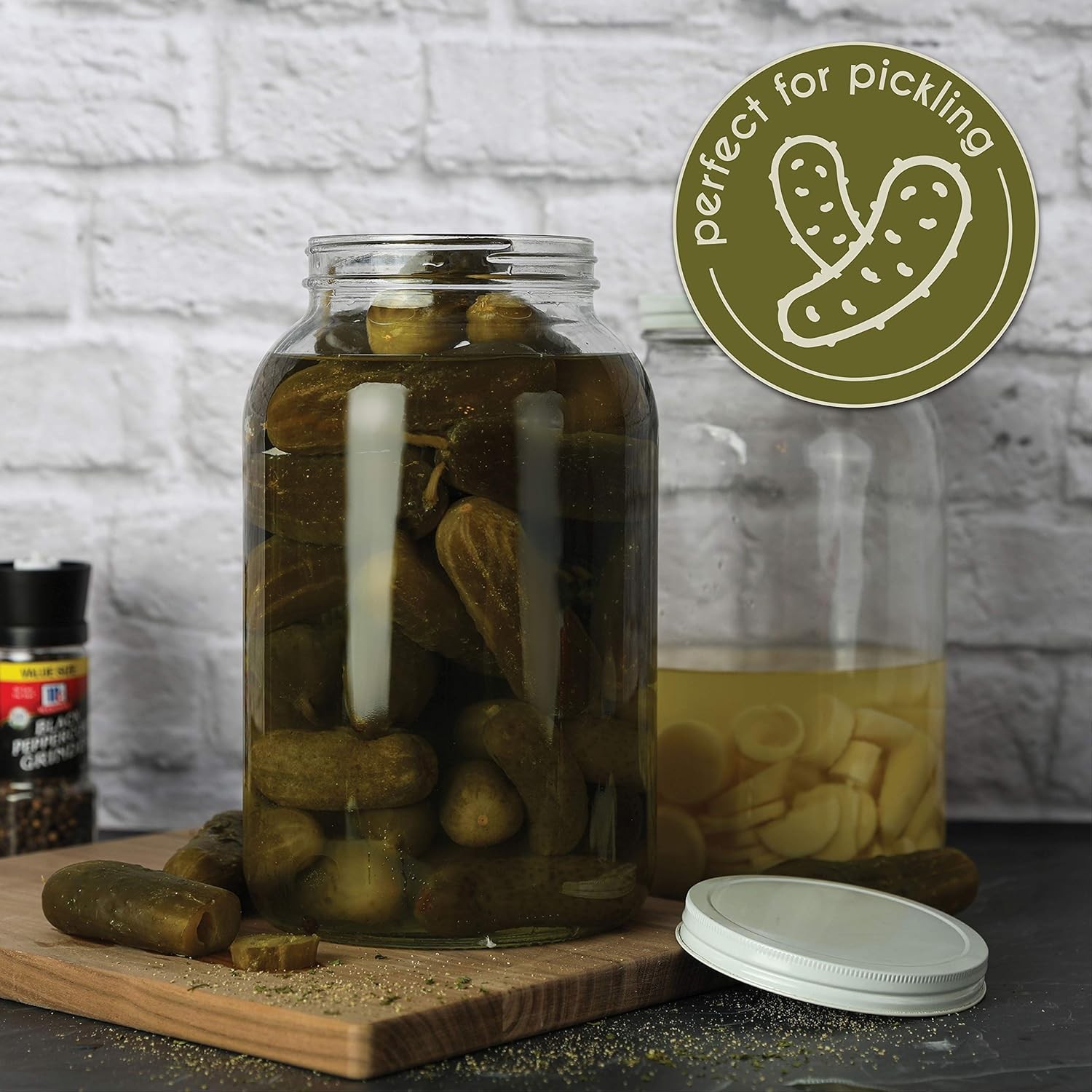 1 Gallon Wide Mouth Glass Jar with Lid for Canning PicklingFermentingFoodStorage