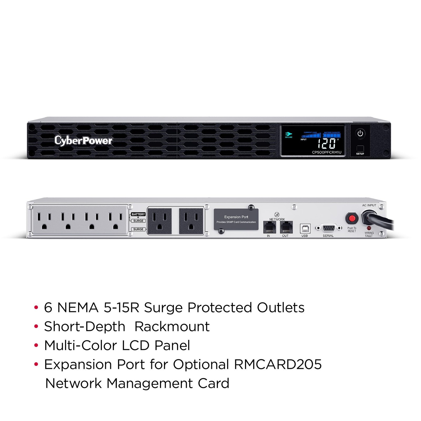 CyberPower CP500PFCRM1U PFC Sinewave UPS Battery Backup and Surge Protector, …