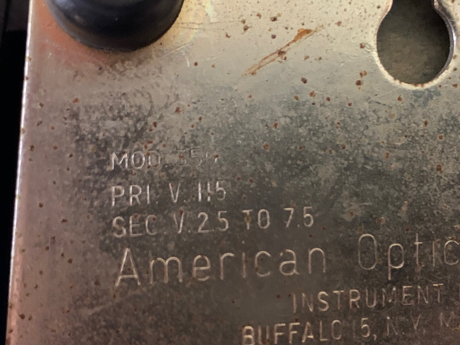 American Optical Voltage Selector Mod. 350 2.5 – 7.5 volts A/C 60 Cycle 28VA