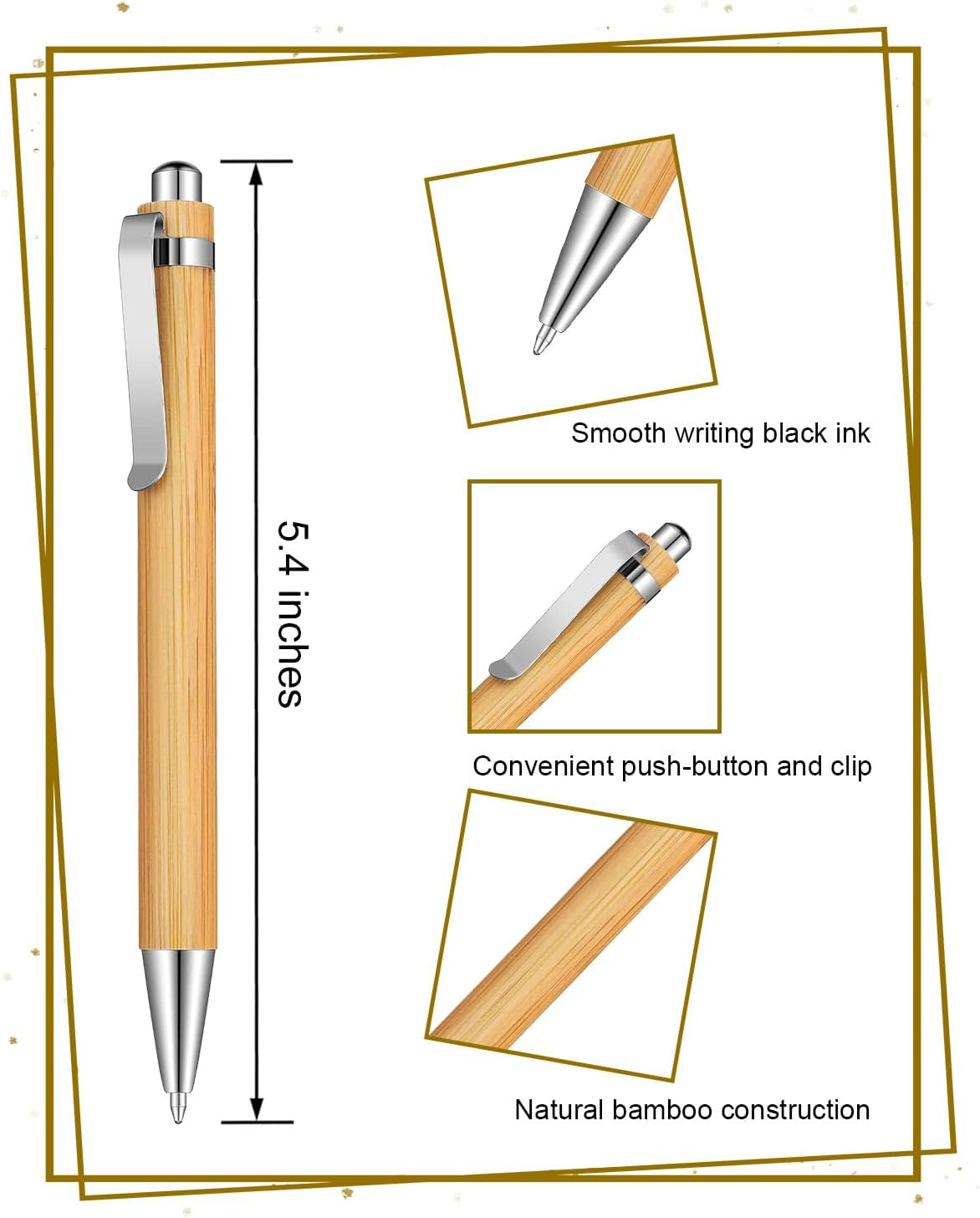 200Pcs Bamboo Pens Bulk Wooden Bamboo Pens Engraving Wooden Ballpoint Pen Custom
