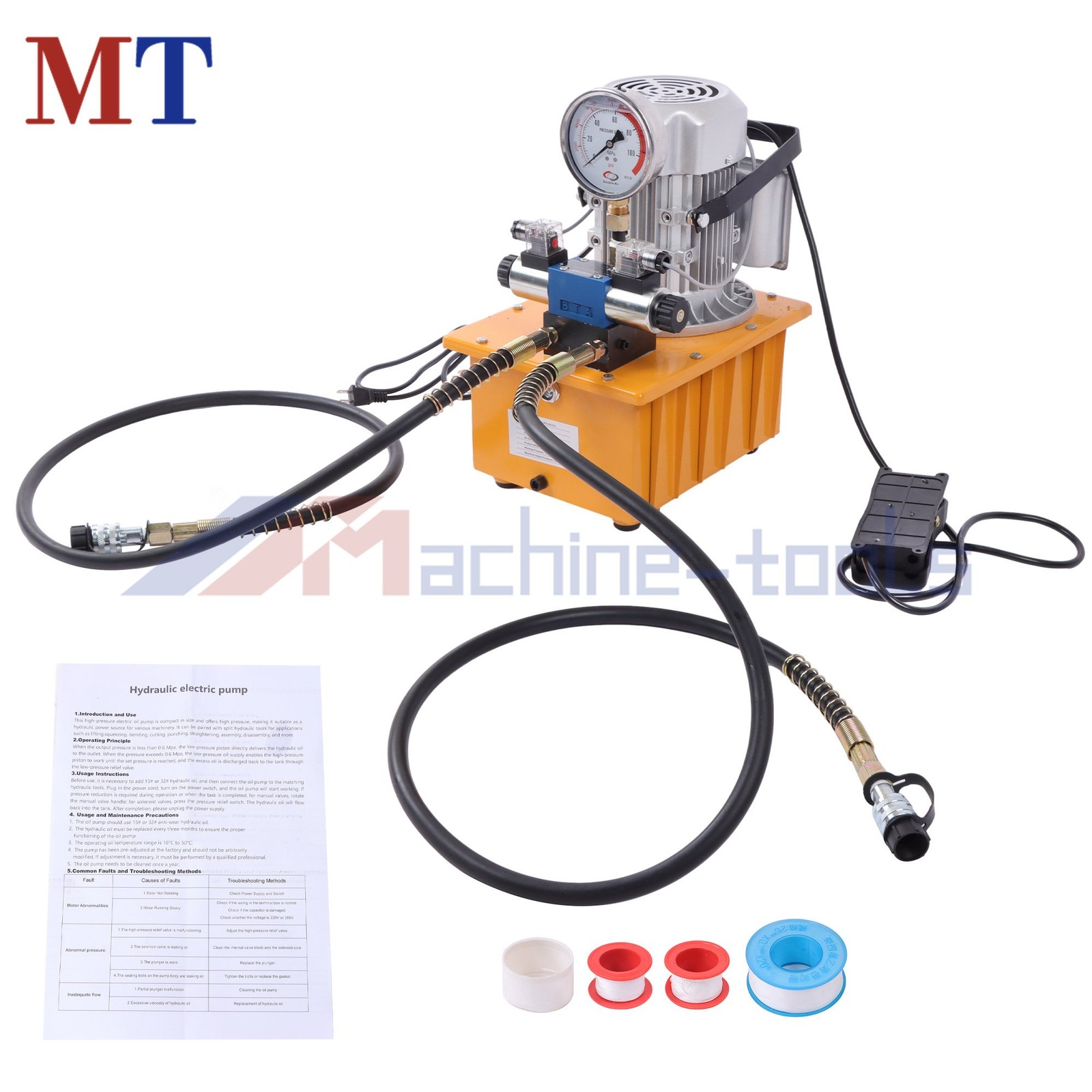 8L Solenoid Hydraulic Pump 10000 PSI Double Acting 0.7L/min
