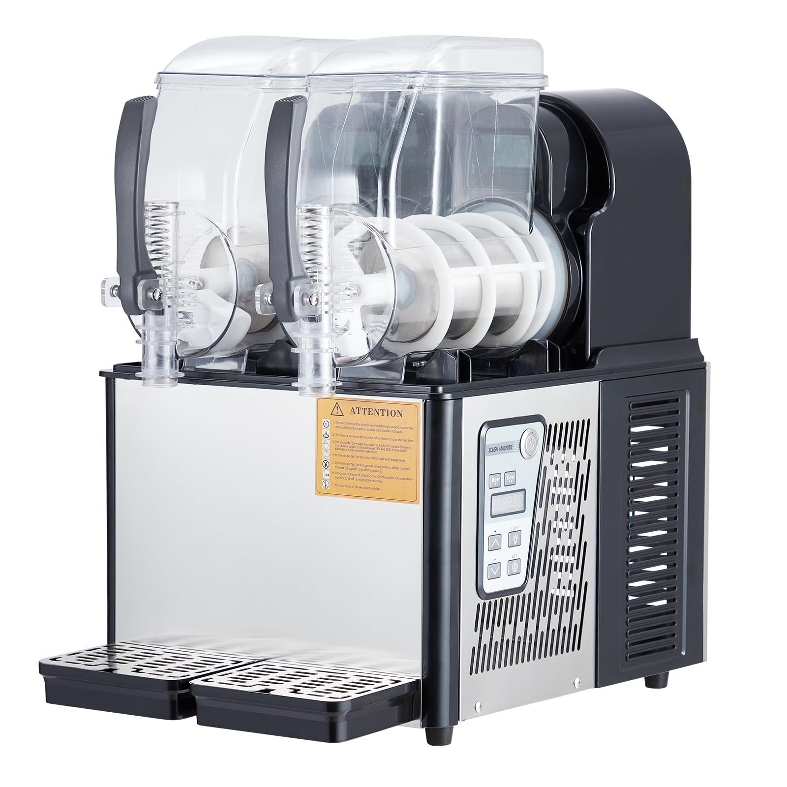 High-Capacity Dual-Tank Slushie Machine 7.2L Frozen Drink Dispenser 370W