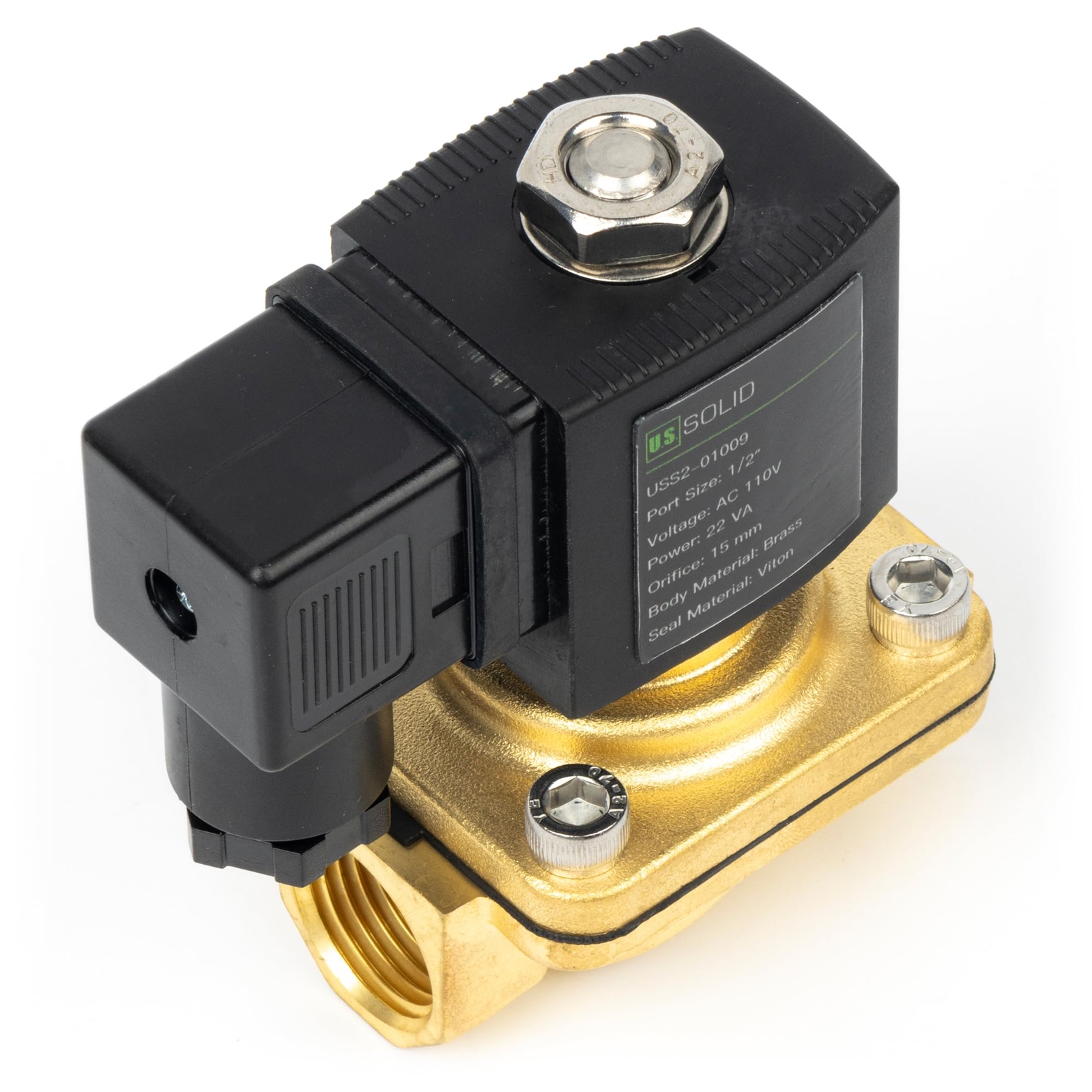 U.S. Solid 1/2 inch Brass Electric Solenoid Valve 110V AC Junction Box Type