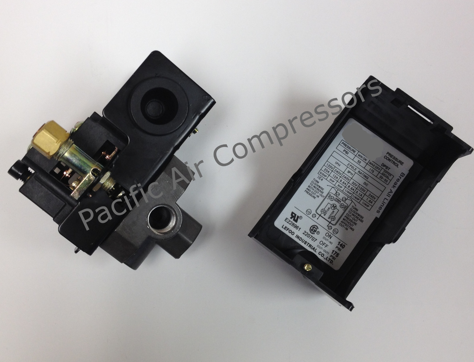 Air Compressor On / Off Switch 120/240 Volt. Four Port Factory Set 145 – 175 PSI