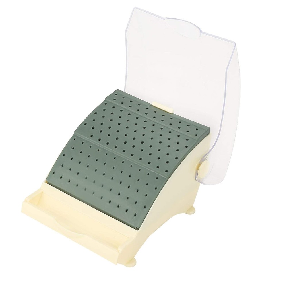 142 Holes Dental Bur Holder Disinfection Box, Bur Block Organizer with Cover NEW