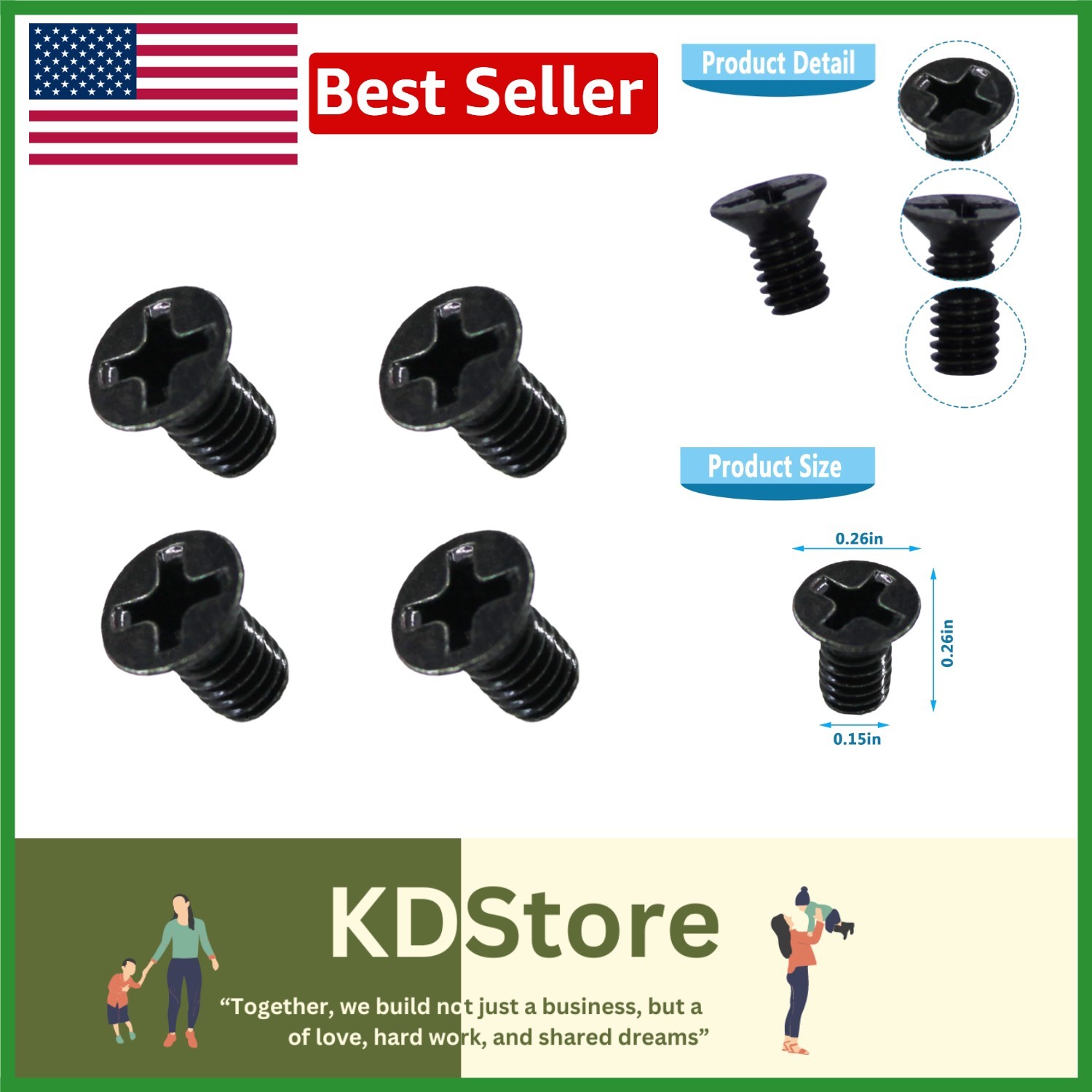 High-Strength M4 x 6mm Flat Head Screws – Compatible with Milwaukee Tools