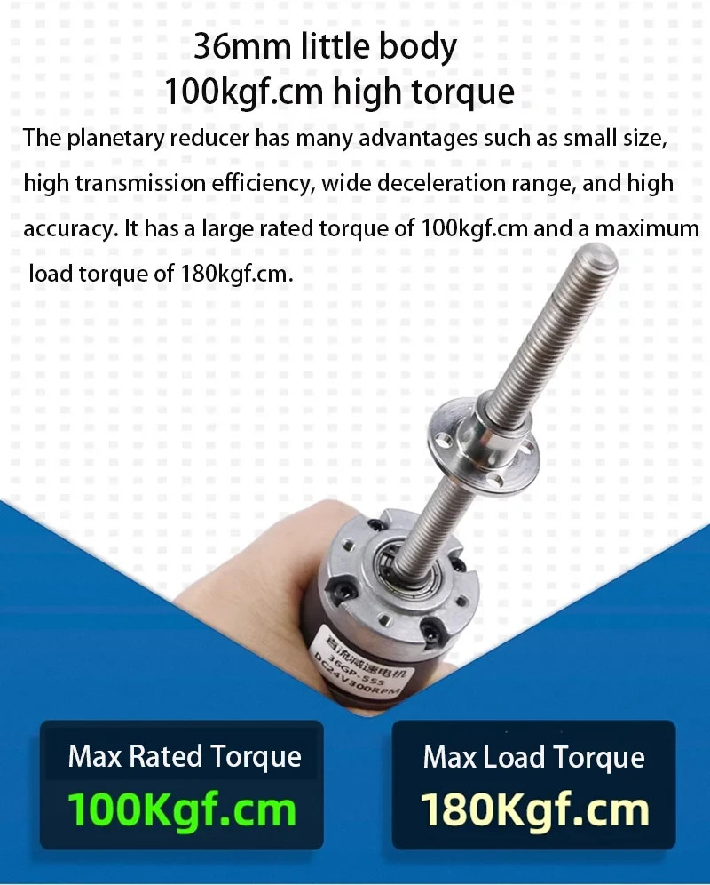 100KGF.CM 36-555 M8 Screw DC Reduction planetary 12V24V Encoder Gear Motor