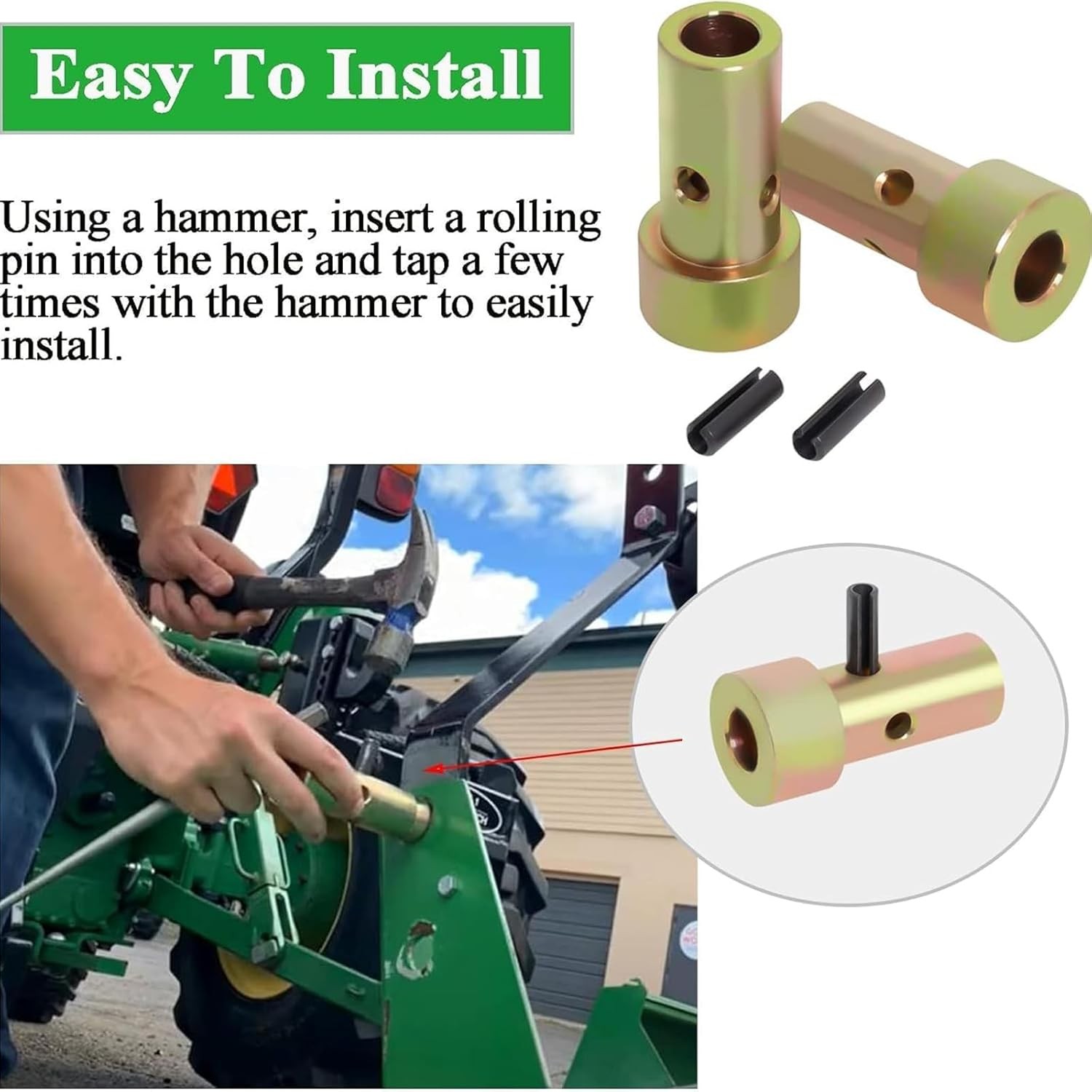 4 Pairs of Cat 1 Quick Hitch Adapter Bushings Set for Category 1 3-Point Hitch